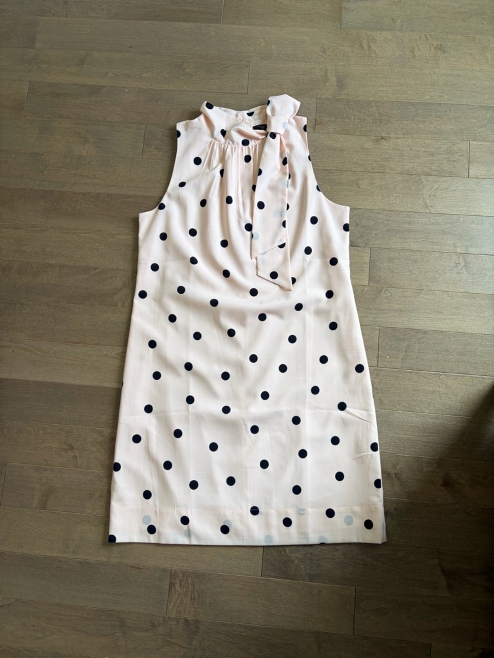 Ann Taylor Pink Polka Dot Tie-Neck Midi Dress